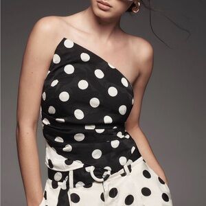 Anthropologie Siempre Polka Dot Bustier Blouse